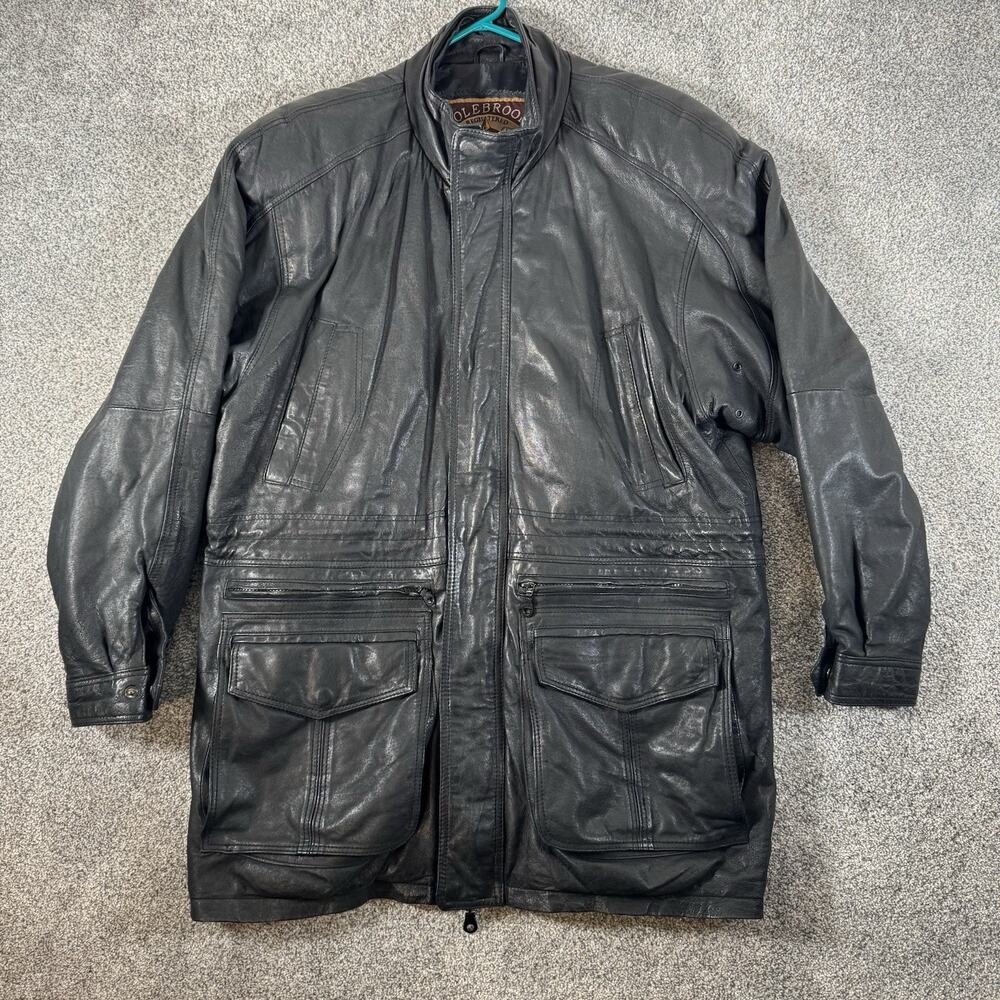 Vintage 90s Y2K Colebrook Leather Field Barn Coat M Biker Moto Dad Streetwear